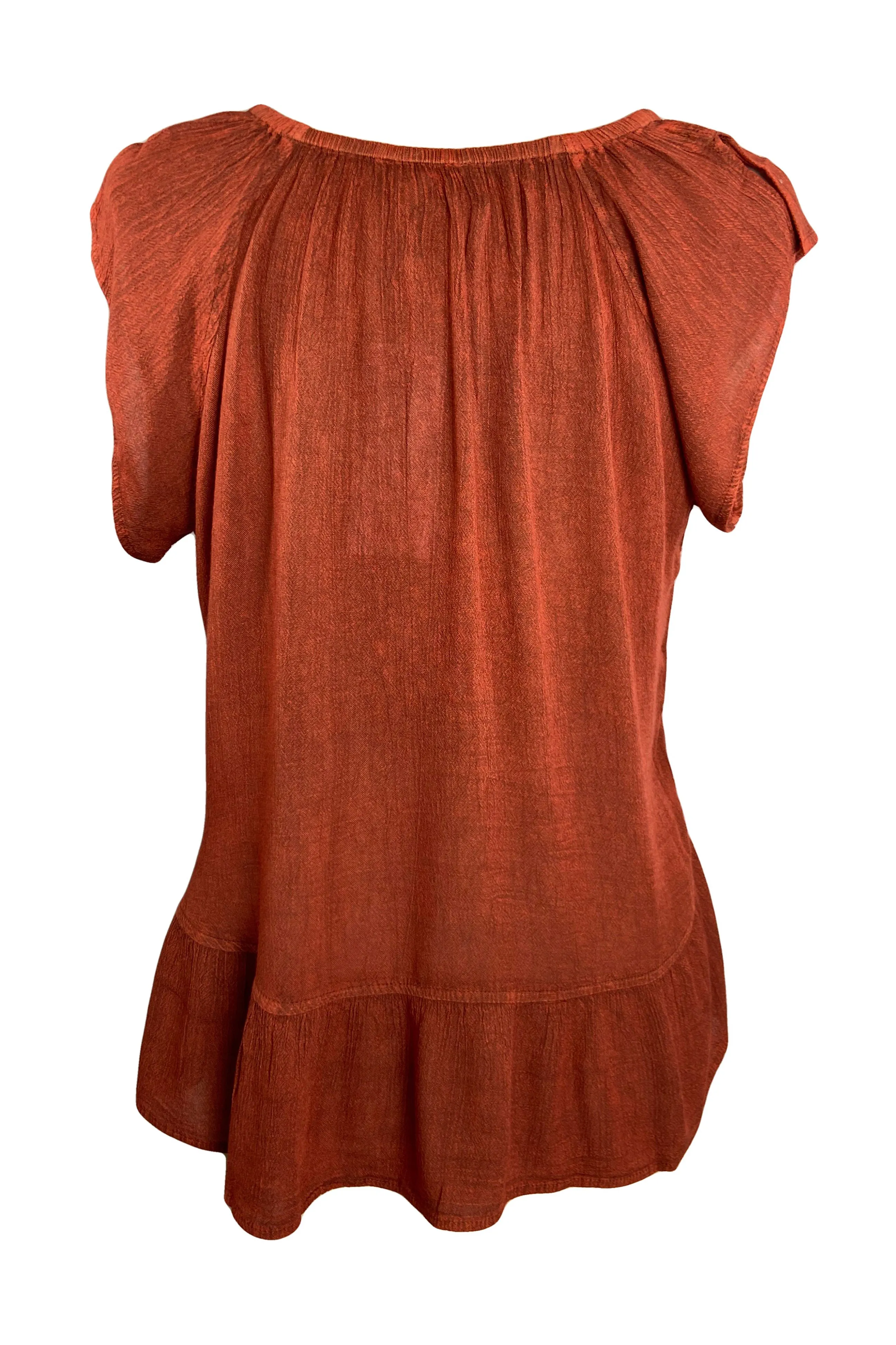 27 713 B Medieval  Embroidered Button Down Light Weight Cap Sleeve Shirt Blouse