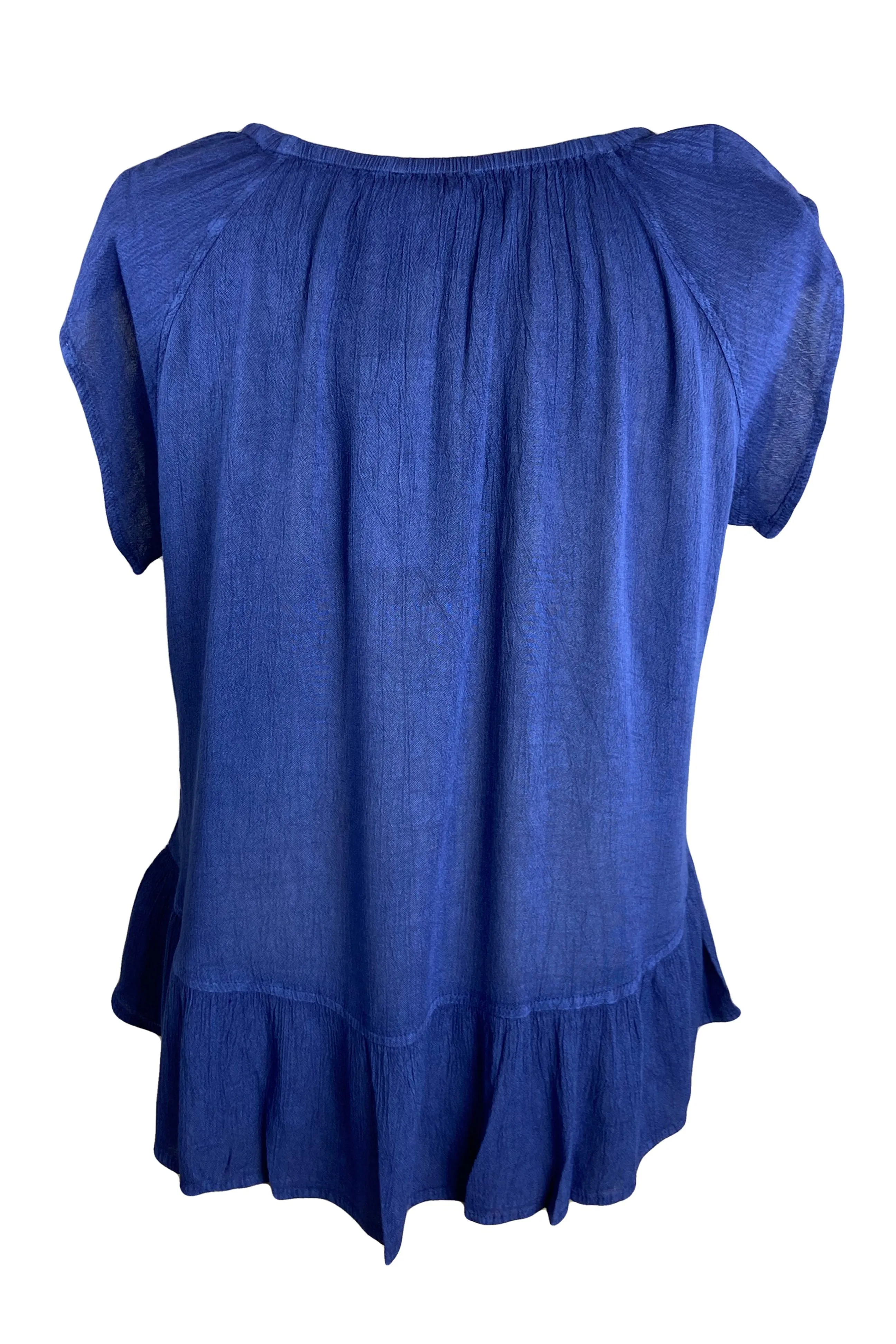27 713 B Medieval  Embroidered Button Down Light Weight Cap Sleeve Shirt Blouse