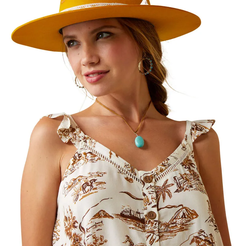 ARIAT WOMENS WESTERN ALOHA TOP (WA TOILE PRINT)