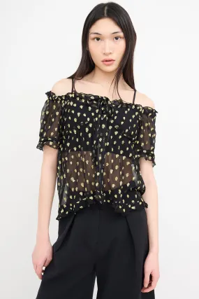 Black & Gold Skill Embroidered Skull Blouse