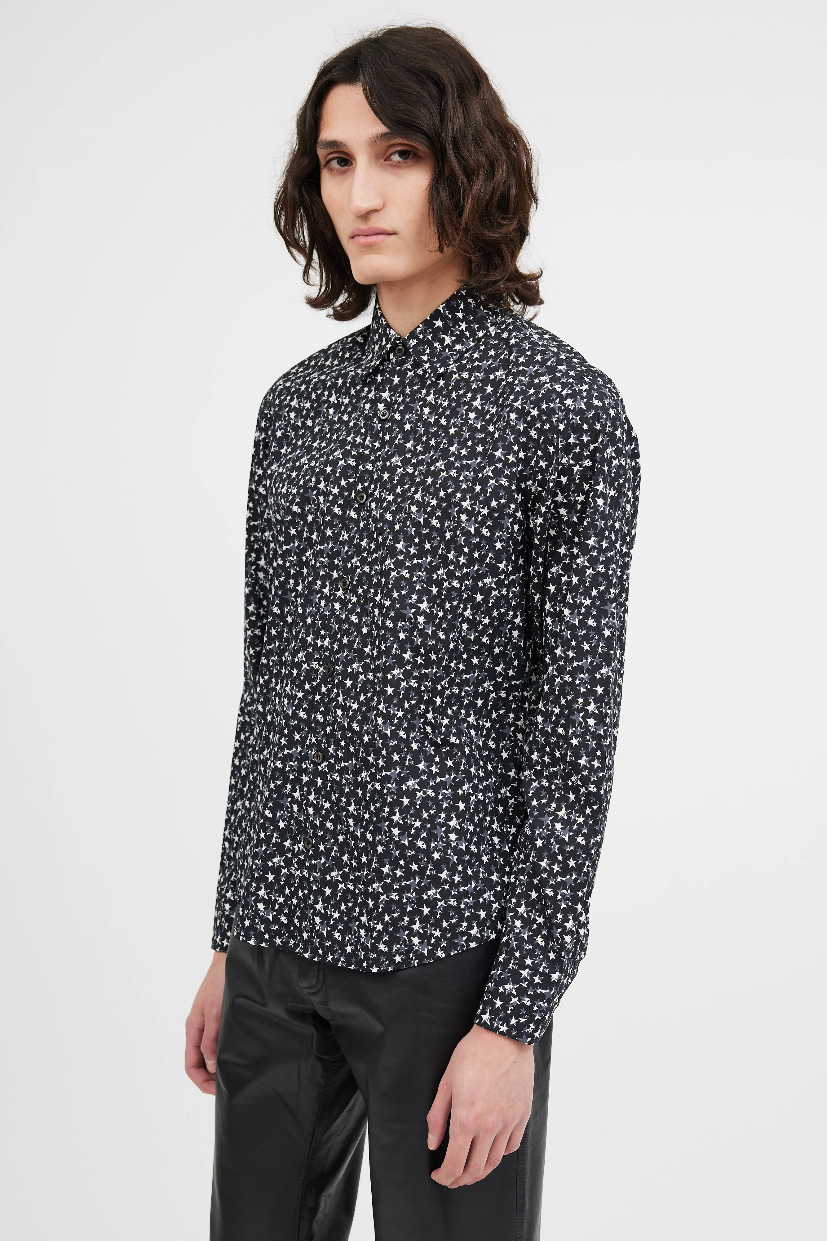 Black & Grey Star Print Shirt
