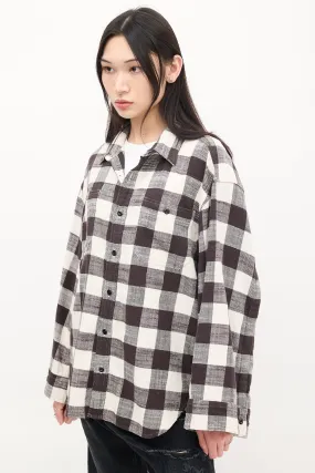 Black & White Cotton Check Oversized Sleeve Shirt