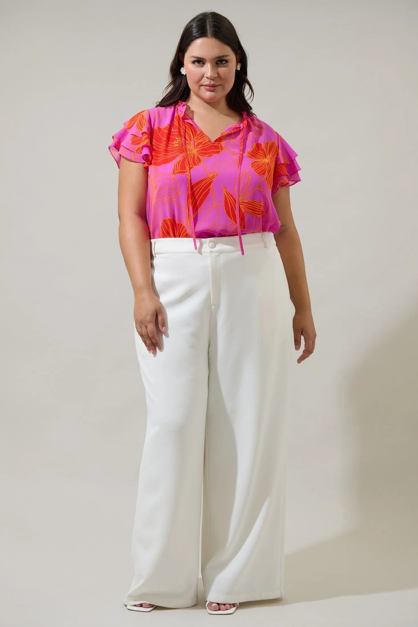 Blakeley Floral Donis Split Neck Blouse Curve