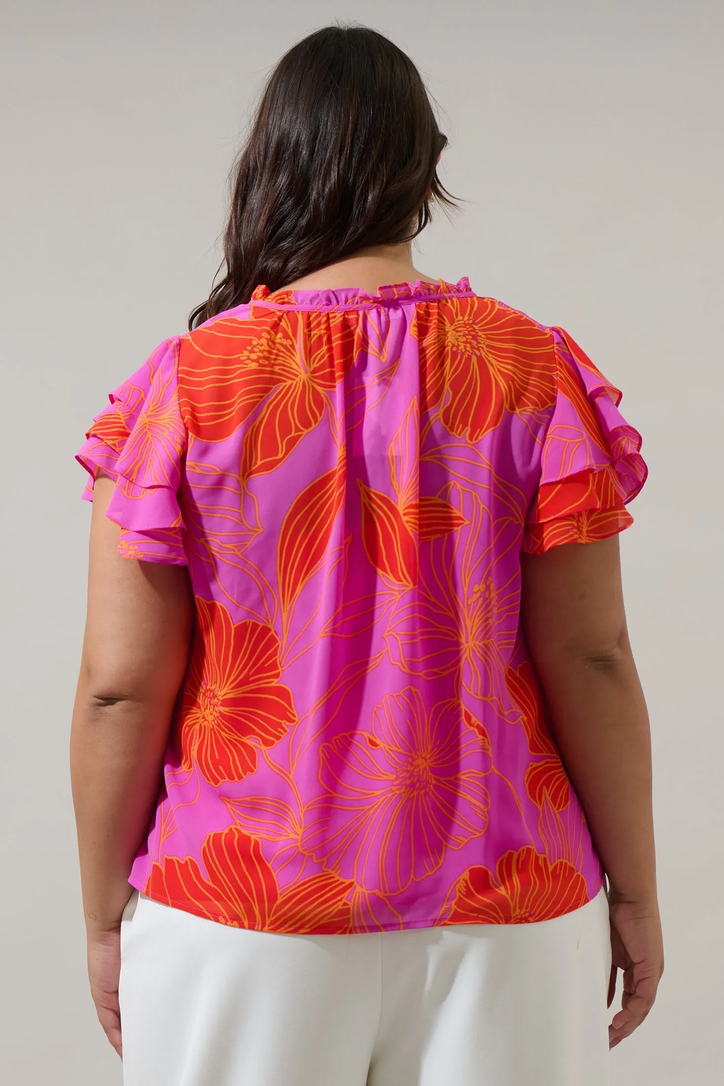 Blakeley Floral Donis Split Neck Blouse Curve