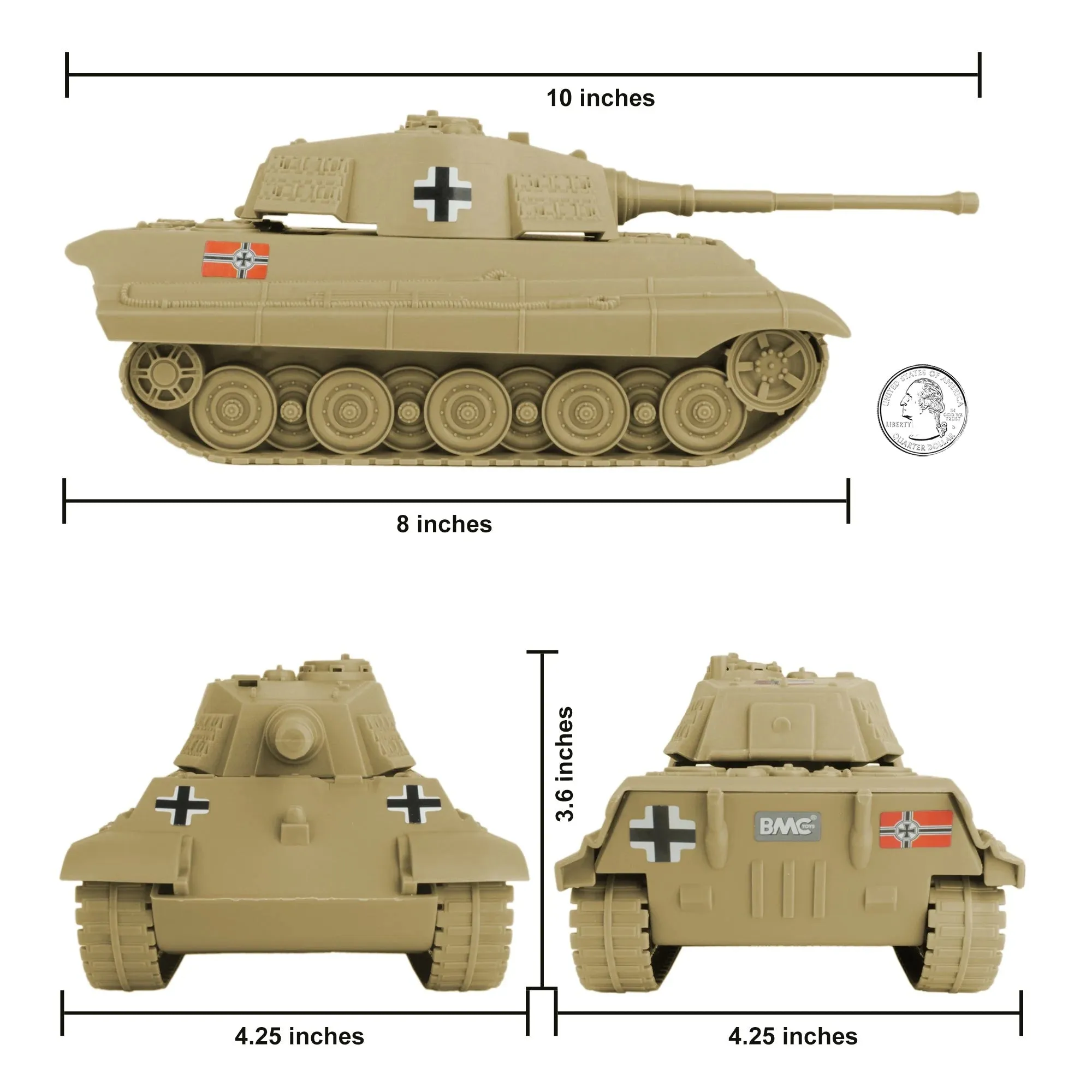 BMC WWII German King Tiger Tank Tan