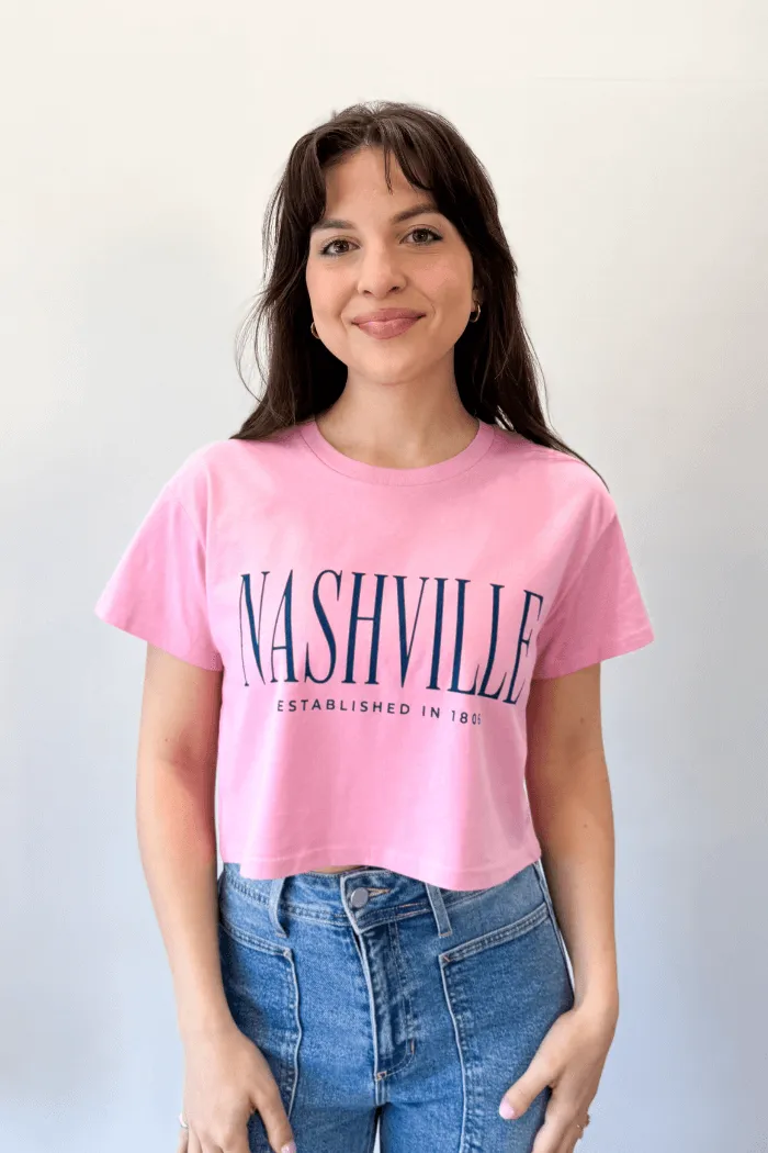 Bubble Gum Nashville Est Crop Tee