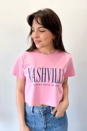 Bubble Gum Nashville Est Crop Tee