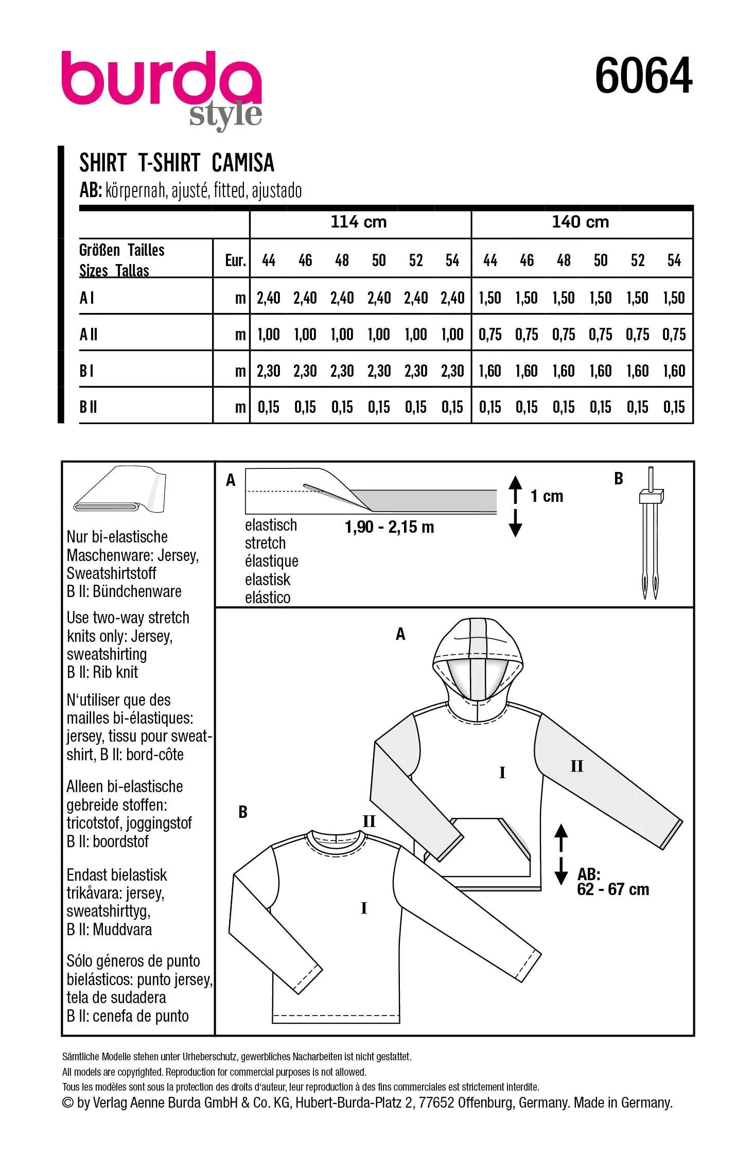 Burda Sewing Pattern 6064 Men's Classic Sweatshirt