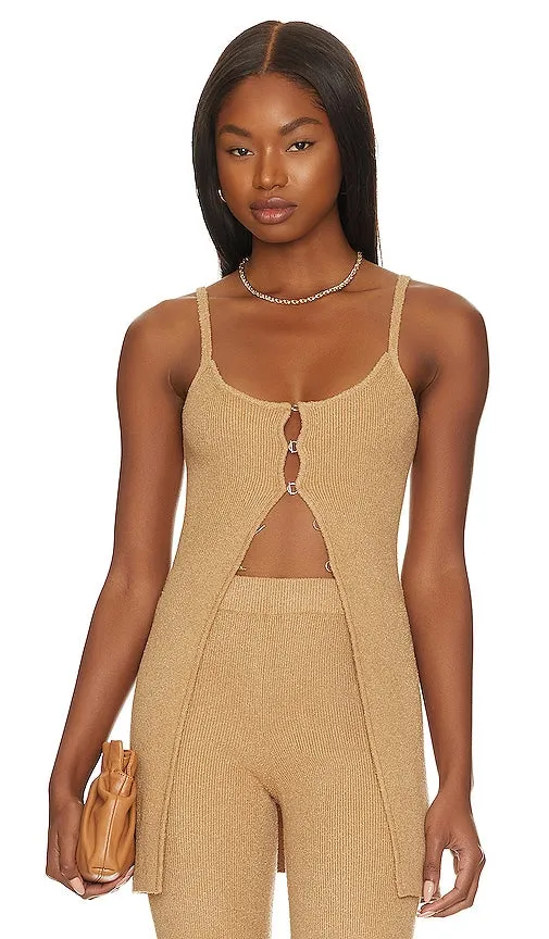 Camila Coelho Persephone Knit Cardigan Tank in Tan