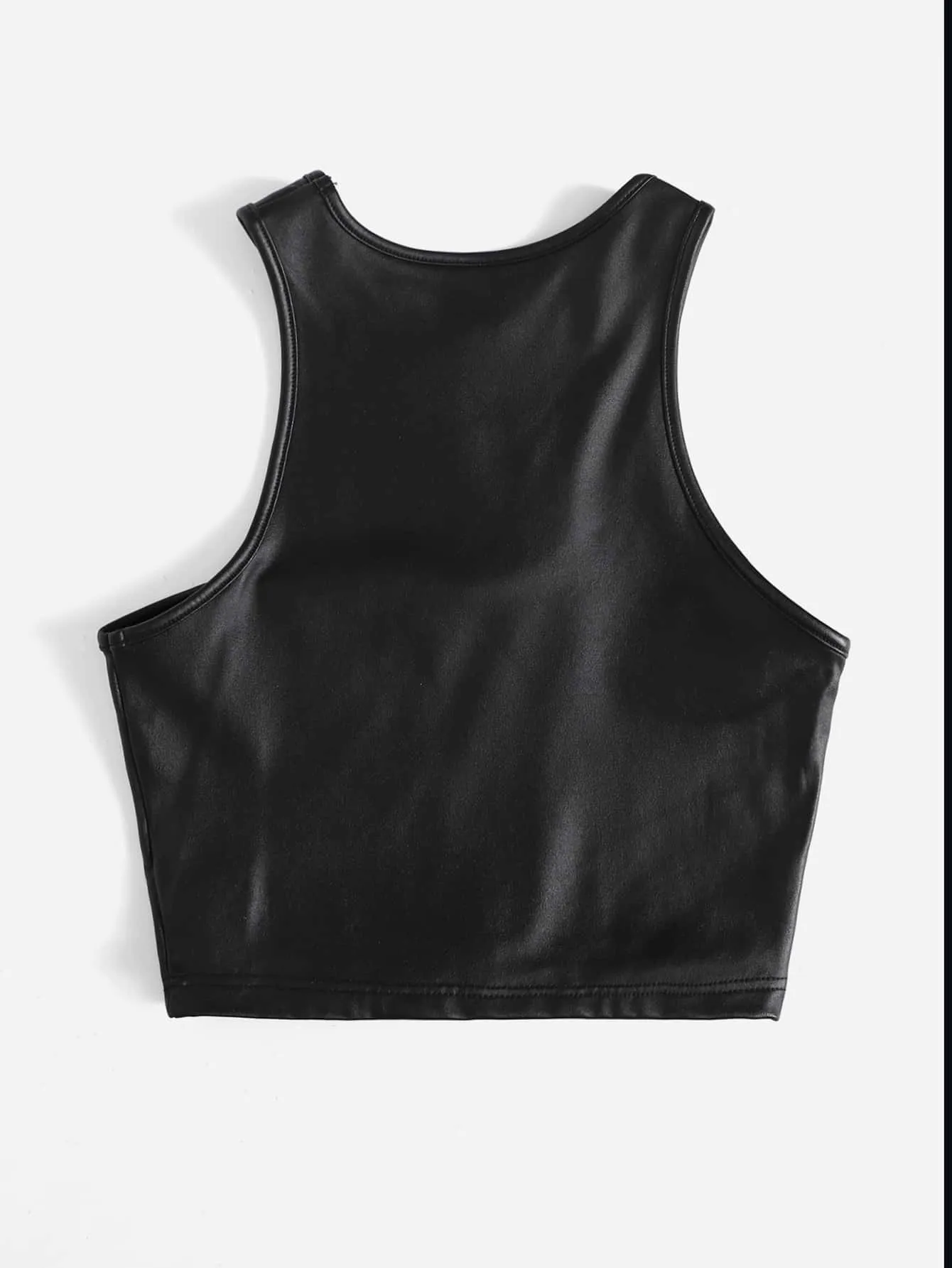 Casual Plain Asymmetrical Round Neck Crop Women Tank Top & Cami