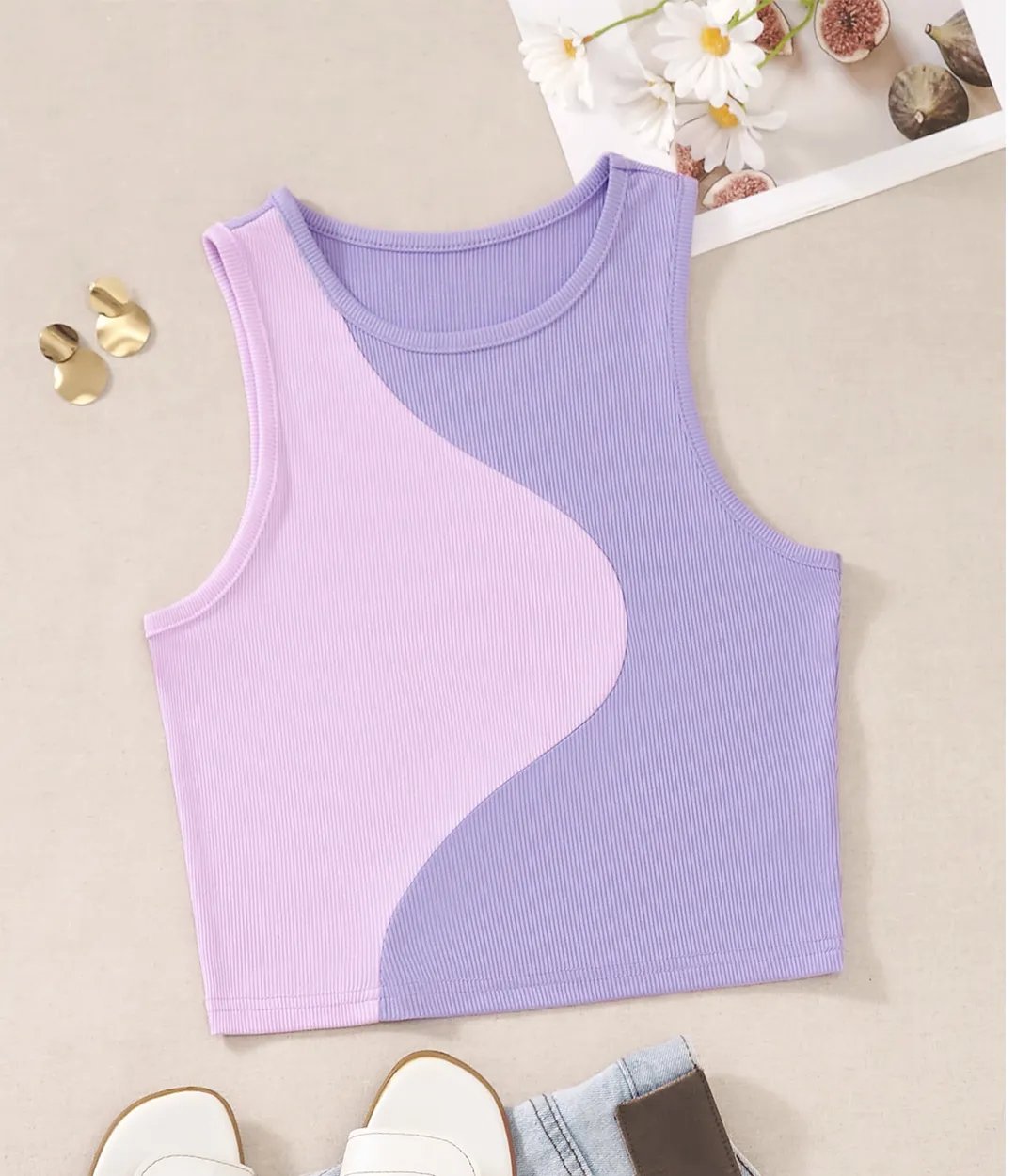 Color Block Ribbed Knit Tank