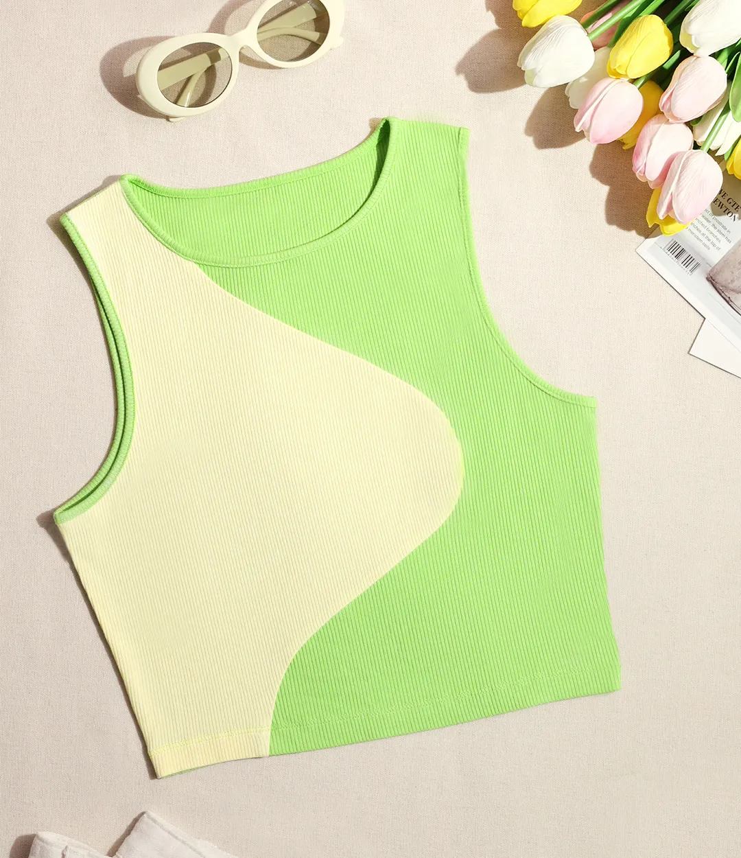 Color Block Ribbed Knit Tank