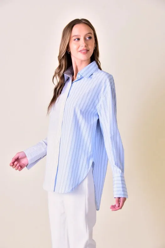 Contrast Button Down Blouse