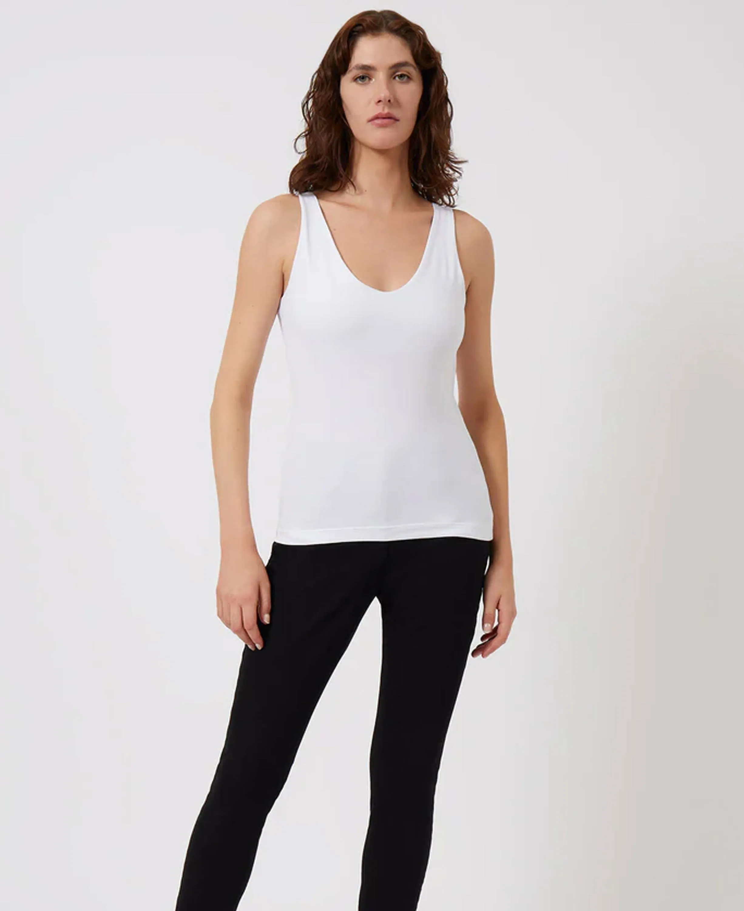 Core Organic Fitted Tank Top with Support - White