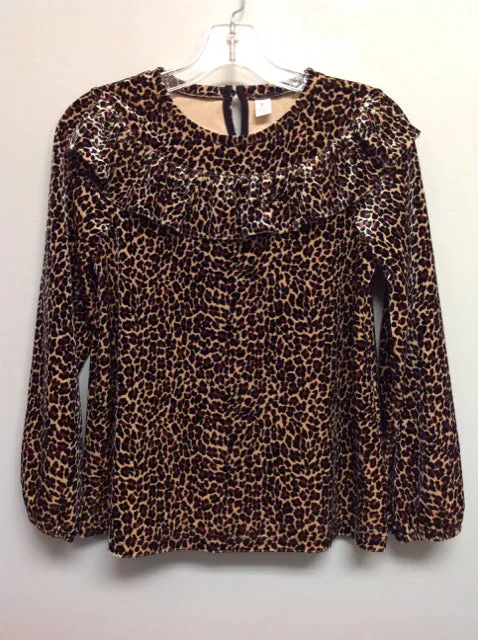 Crew Cuts Size 14 Tan & Black Polyester Big Girls Blouses & Button Downs