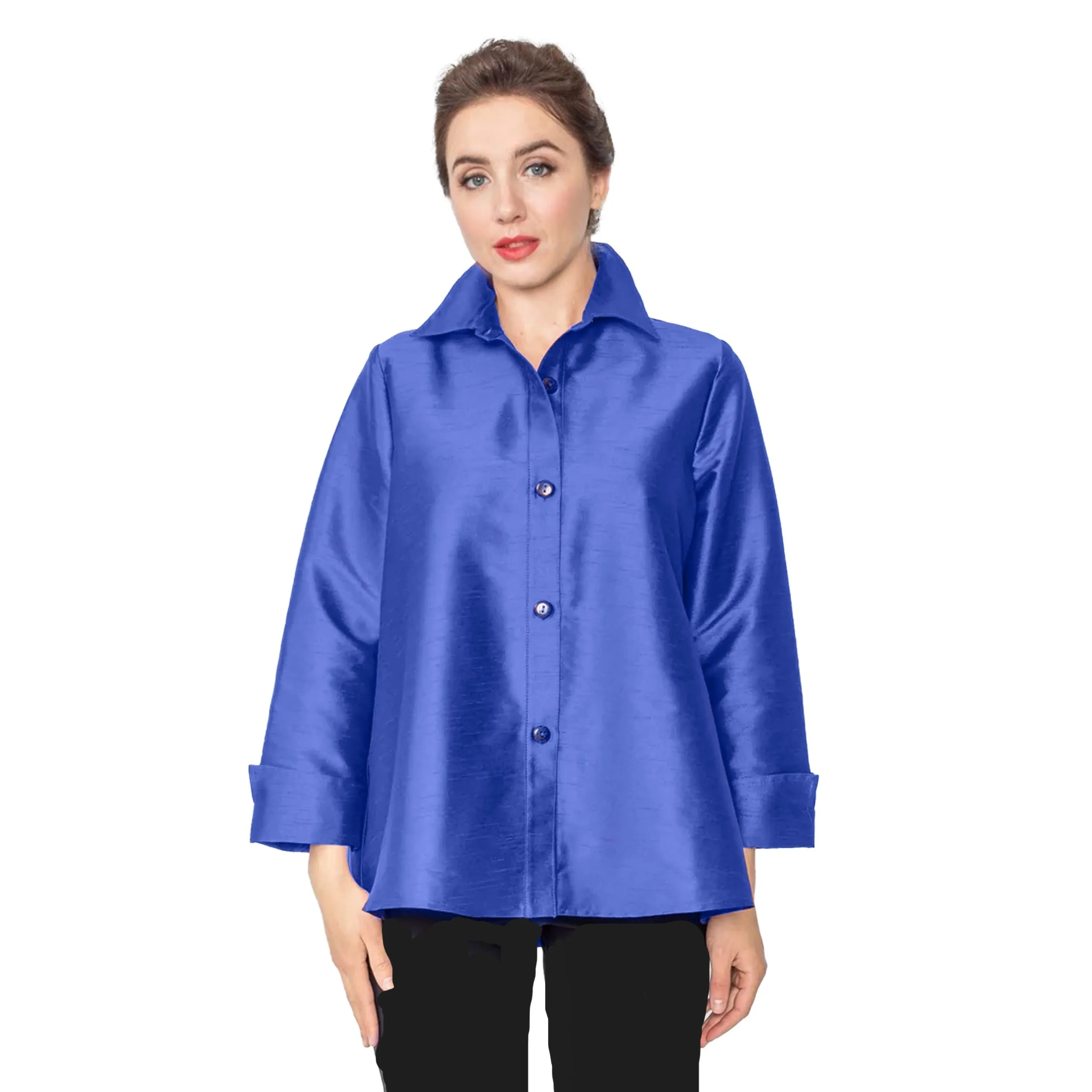 IC Collection Button Front Blouse in Royal - 4442J-ROY - Size S Only!