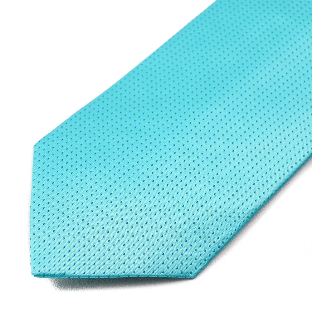 Isaia Turquoise Blue Pindot Silk Tie