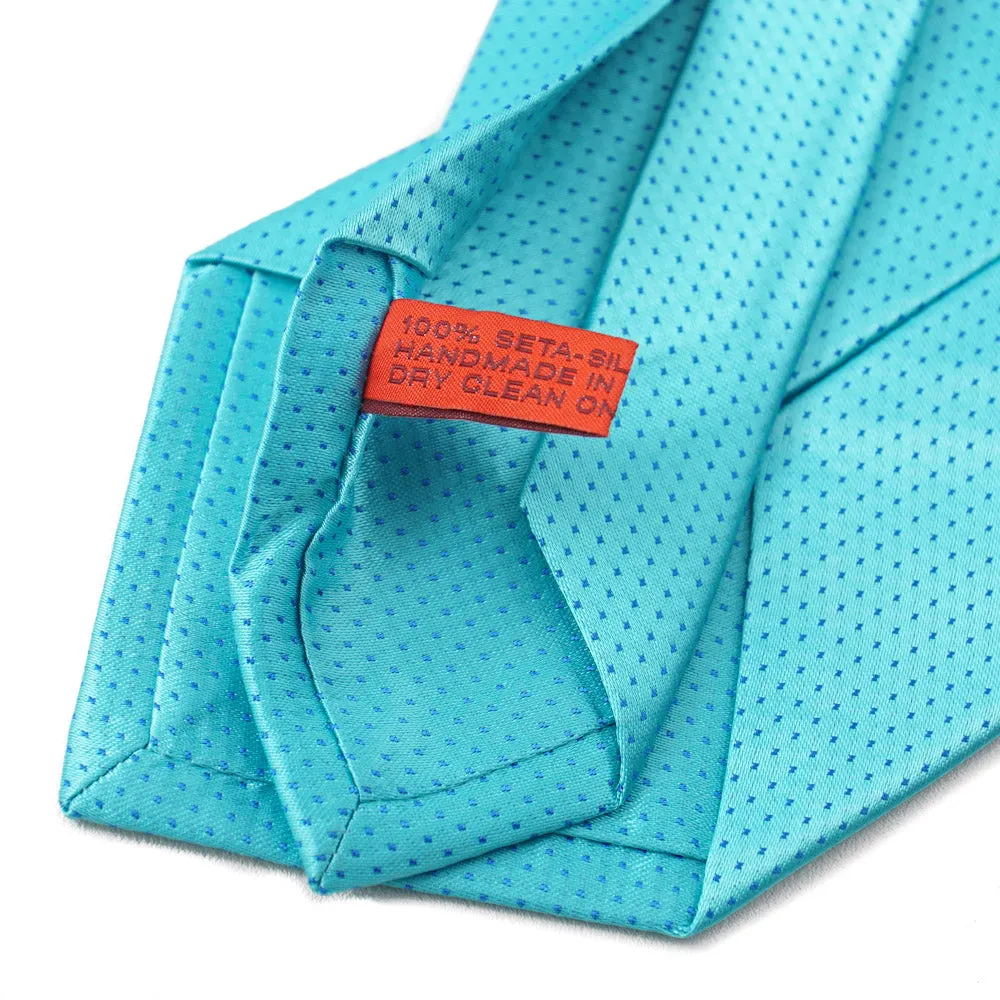 Isaia Turquoise Blue Pindot Silk Tie