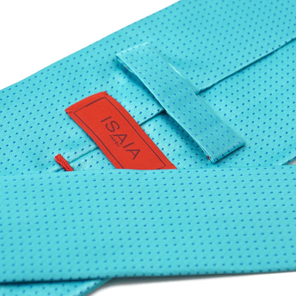 Isaia Turquoise Blue Pindot Silk Tie