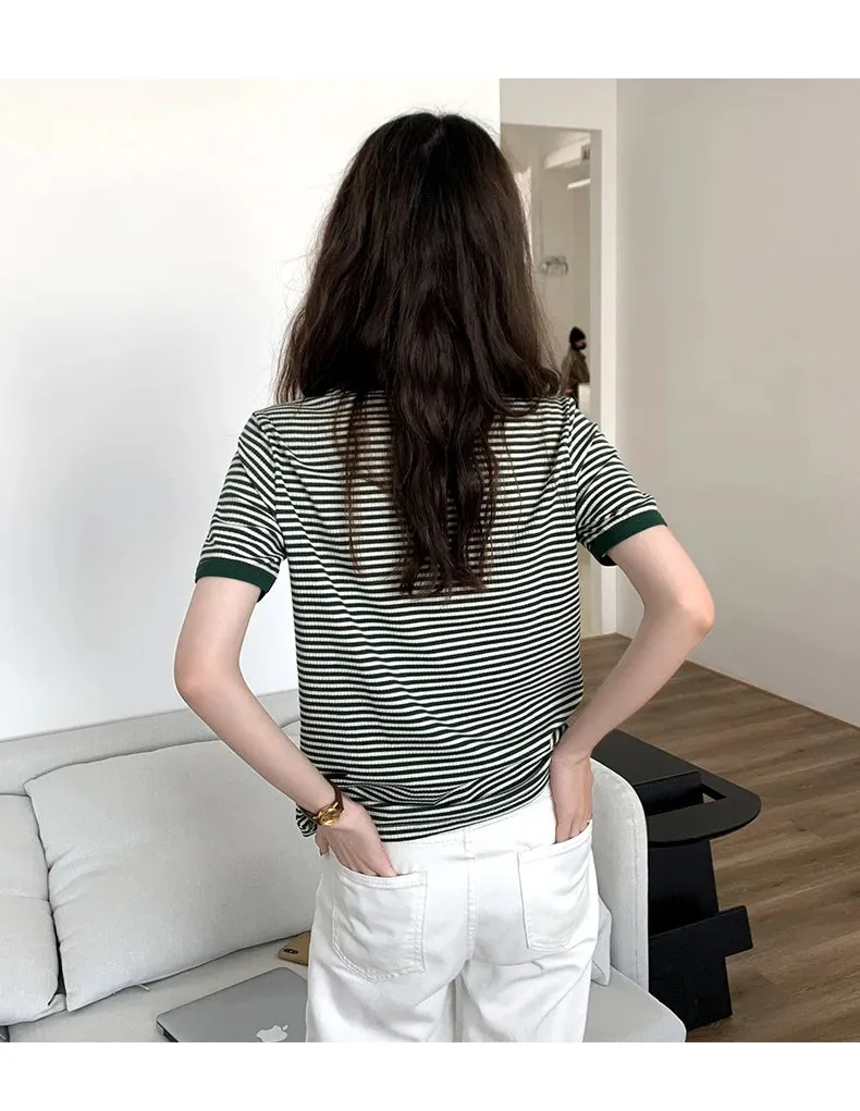 K-Summer Stripe Elegance Tee