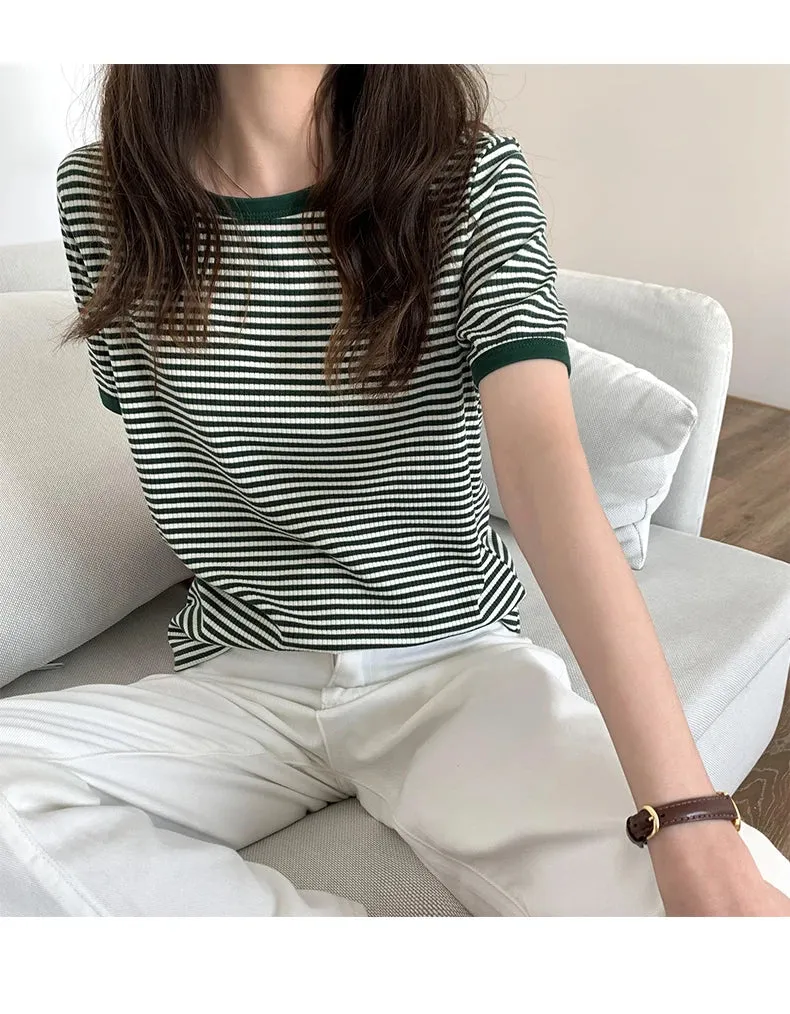 K-Summer Stripe Elegance Tee