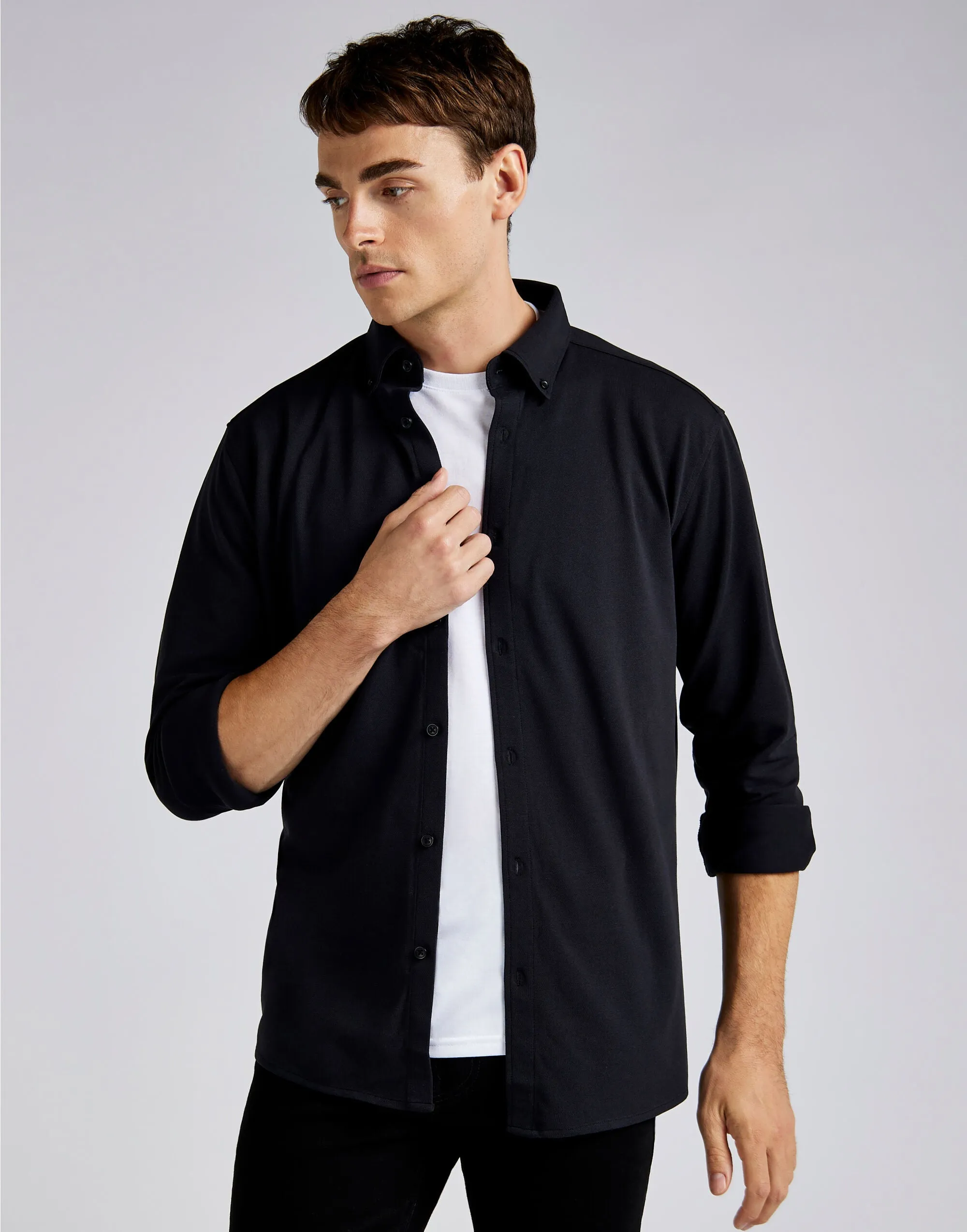 KK143 Kustom Kit Mens LS Superwash Pique Shirt