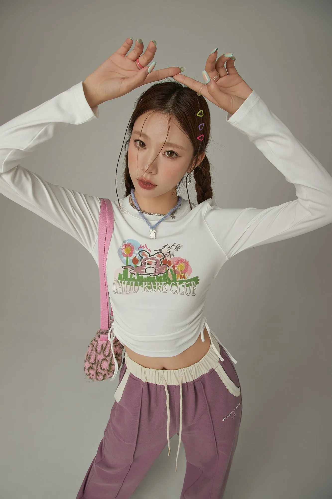 Logo Character Shirring String T-Shirt