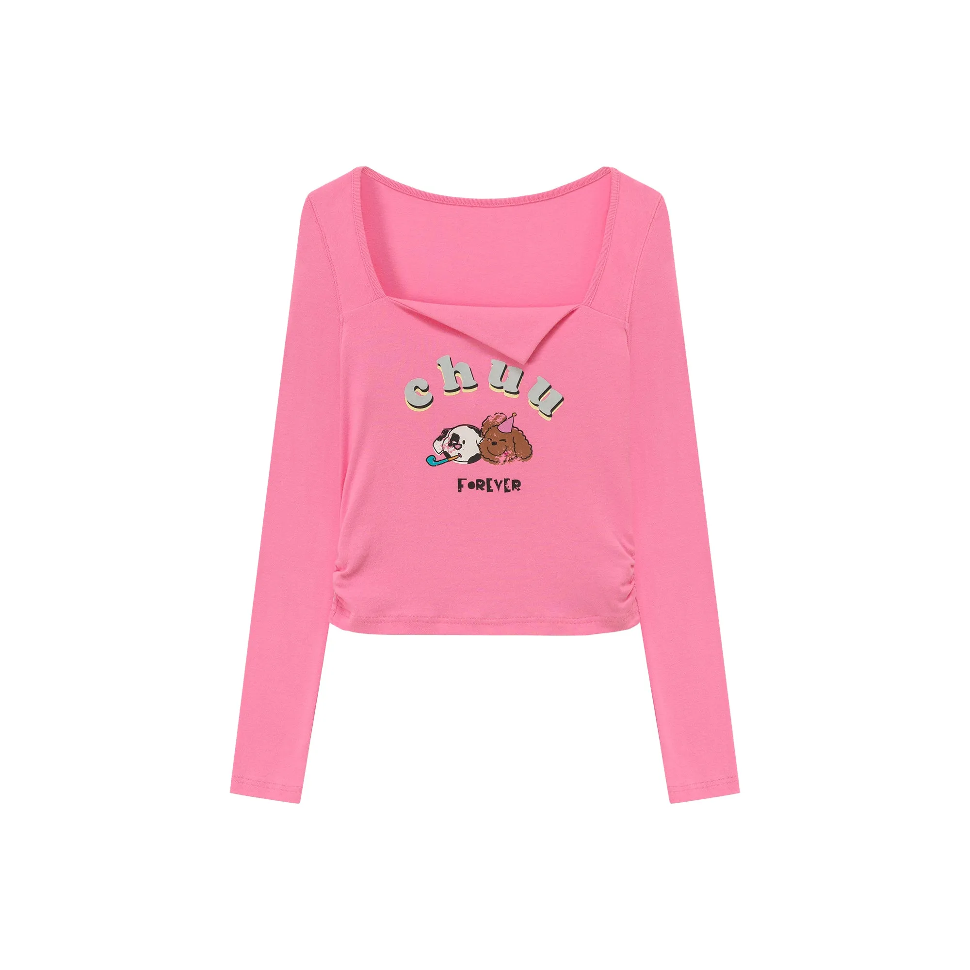 Logo Puppy Shirring Color T-Shirt