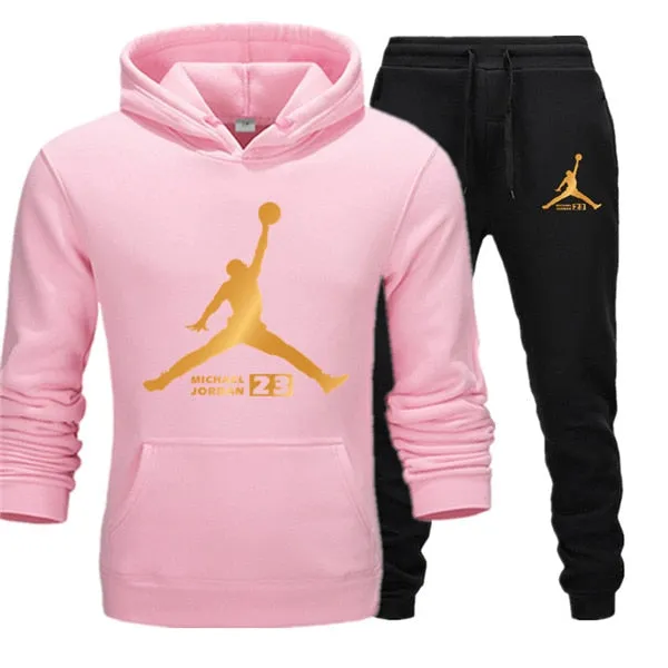 New Tracksuit Men Sportswear Set Fleece Hoodie Suit Jordan Letter Print Hombre Spring Autumn Winter Hoodie Pants
