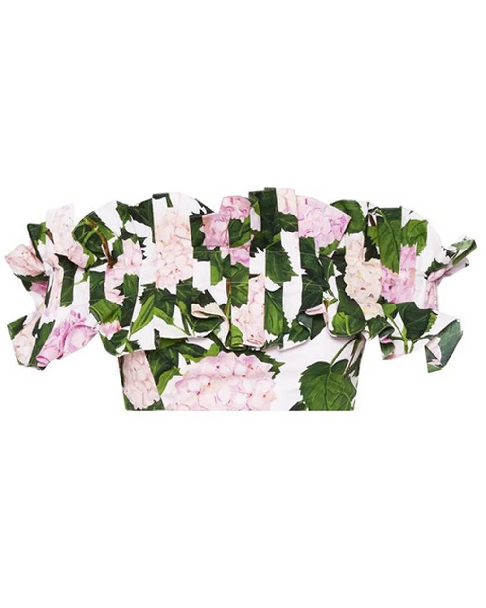 Pink Hydrangea Ruffle Crop Blouse