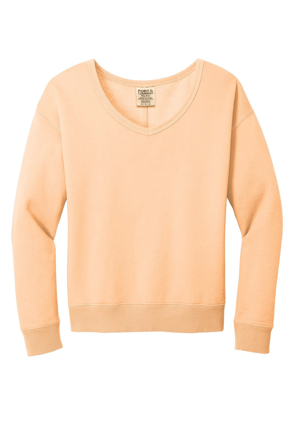 Port & Company Ladies Beach Wash Garment-Dyed V-Neck Sweatshirt LPC098V