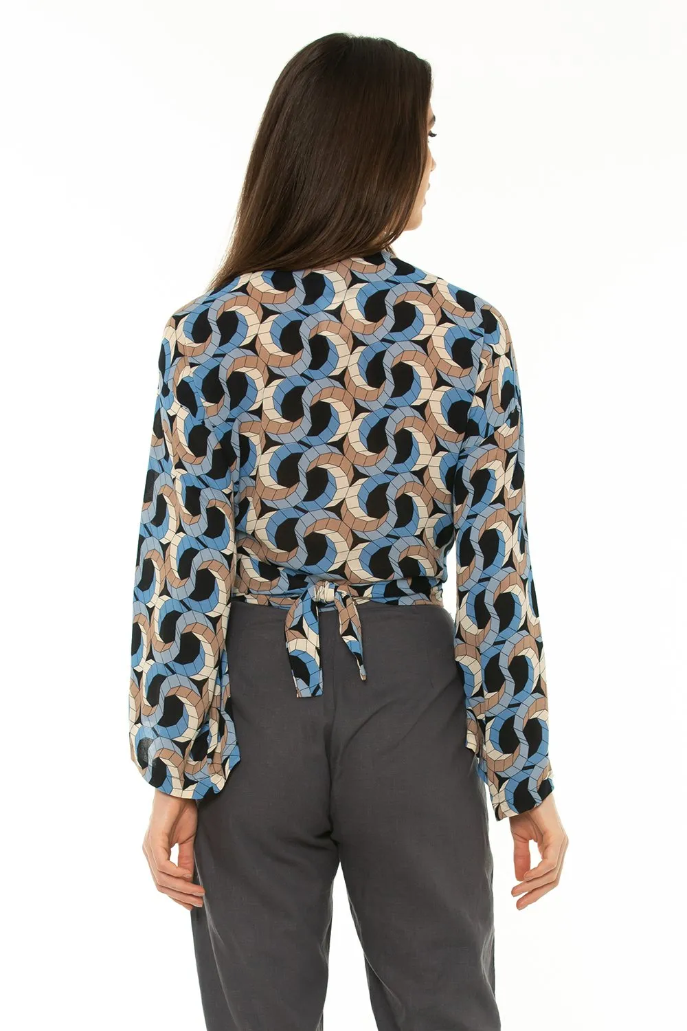 Pre-Order 7/8 Sleeve Blouse Escher Dark Blue