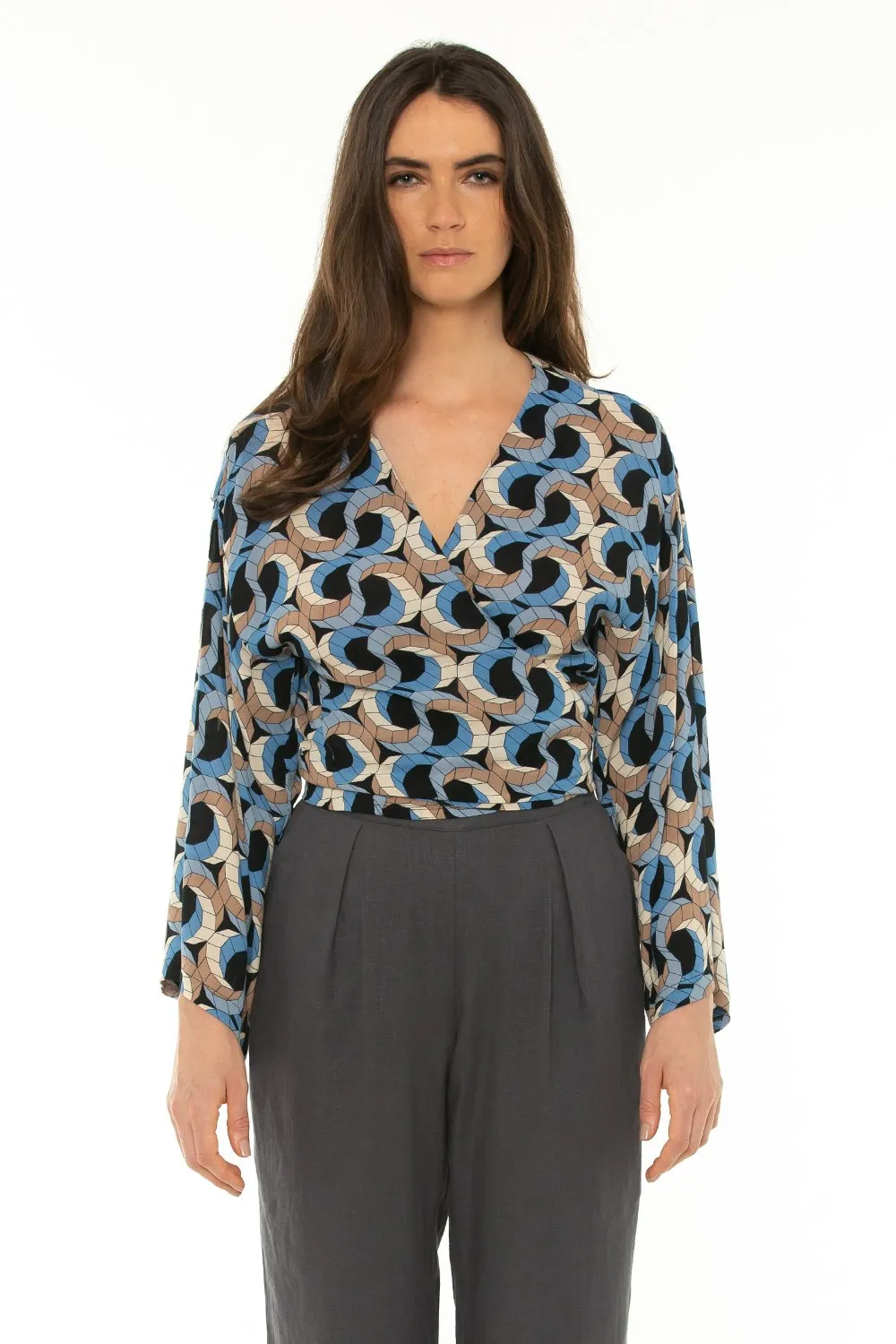 Pre-Order 7/8 Sleeve Blouse Escher Dark Blue