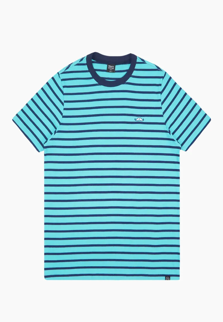 Private Stitch Signature Moustache Striped Tees - Blue