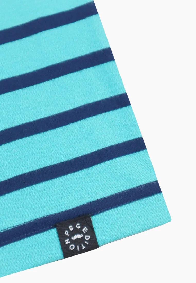 Private Stitch Signature Moustache Striped Tees - Blue