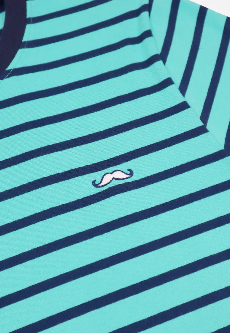 Private Stitch Signature Moustache Striped Tees - Blue