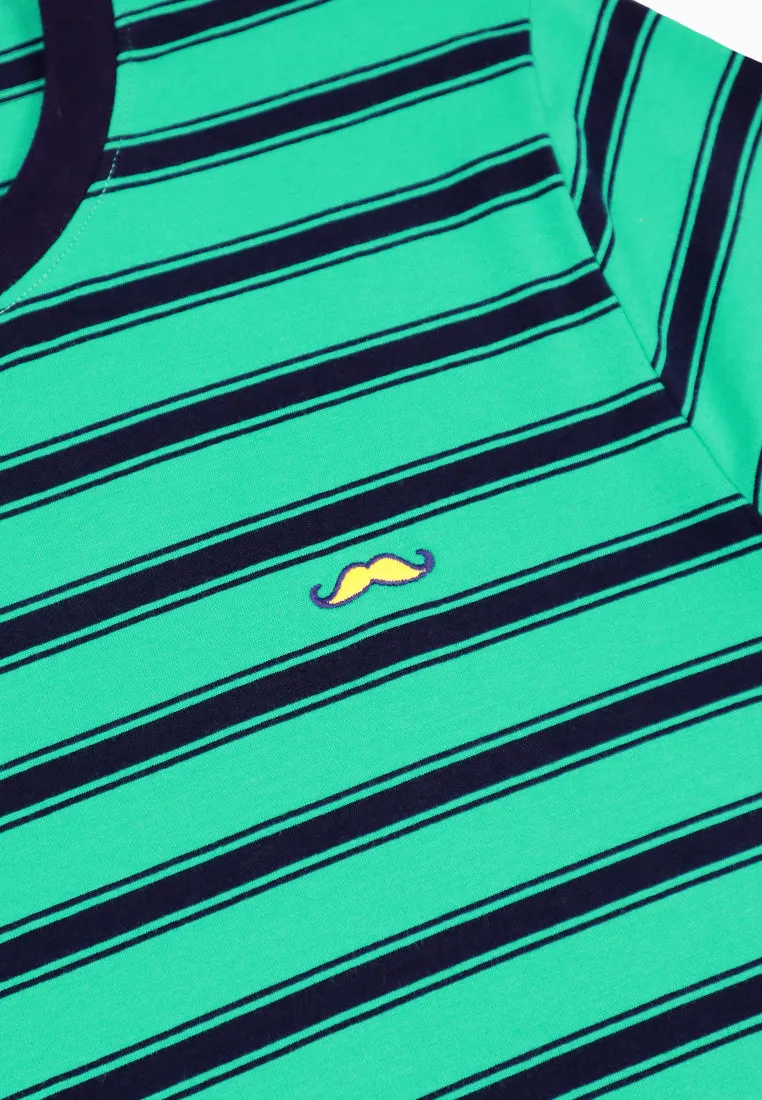 Private Stitch Signature Moustache Striped Tees - Green