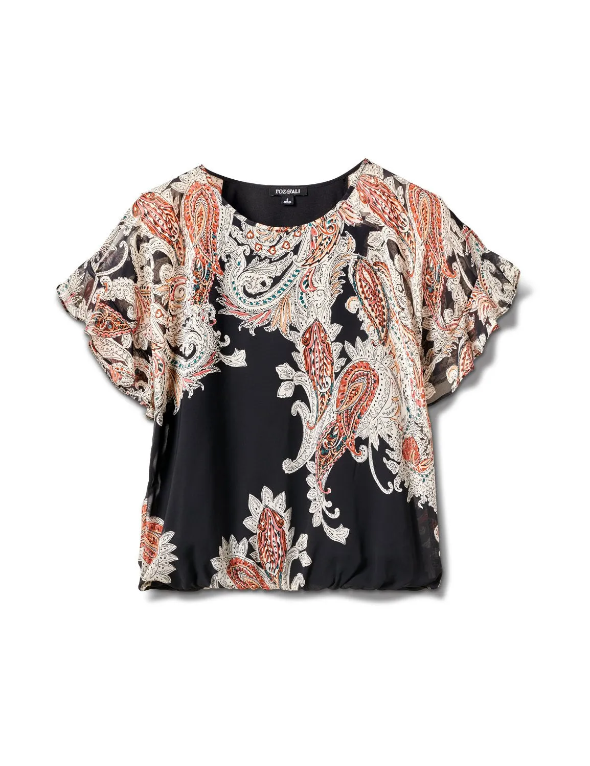 Roz & Ali Paisley Paisley Colder Shoulder Blouse