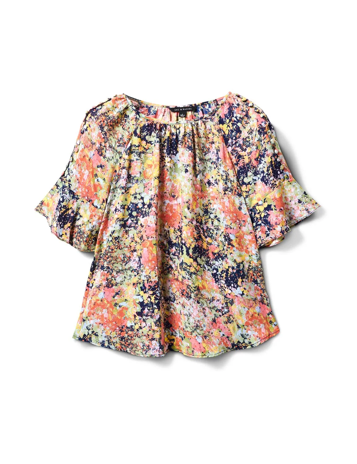 Scoop Neck Ruffle Short Sleeve Blouse