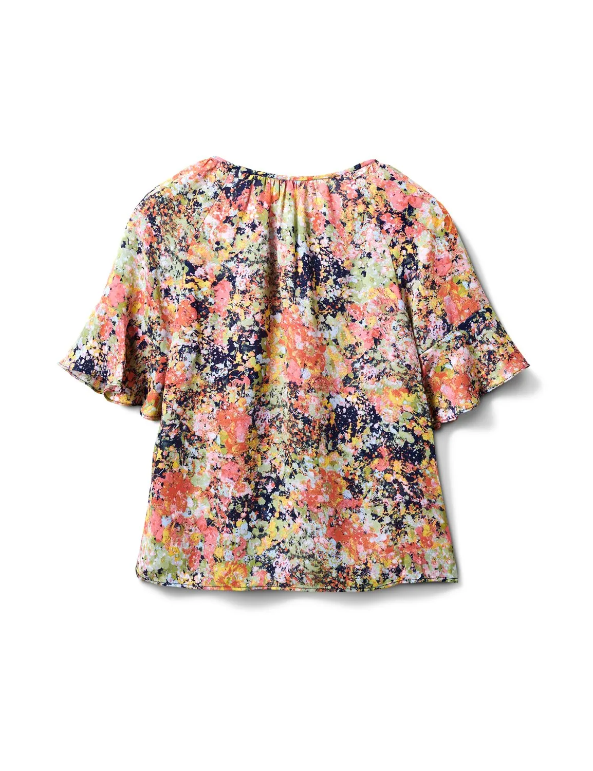 Scoop Neck Ruffle Short Sleeve Blouse