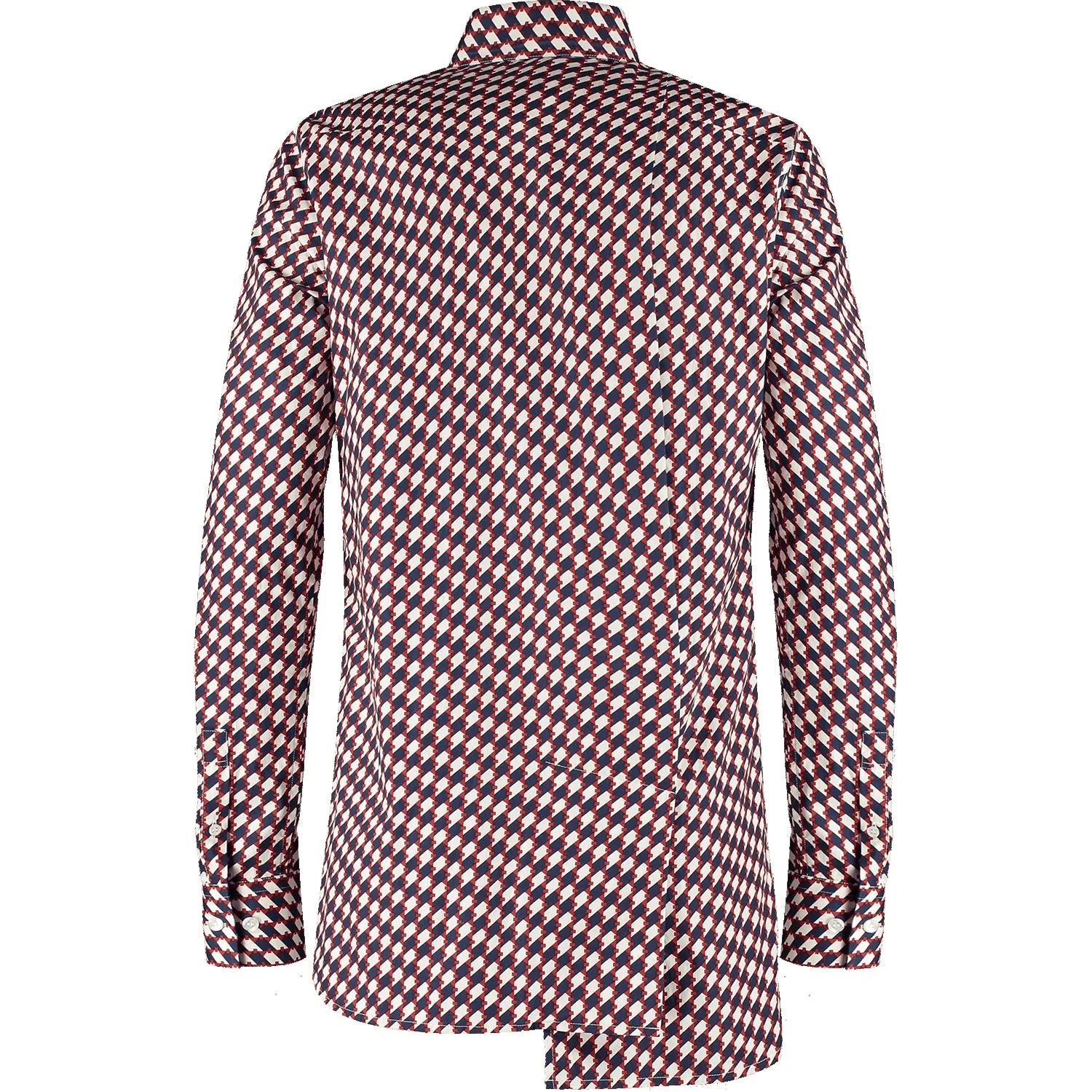 Slim-Fit Print Shirt with Pleated Back - Red
