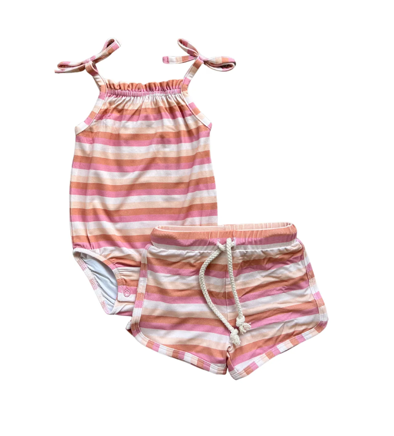 Tie Tank & Bodysuit Set - Tropical Stripe