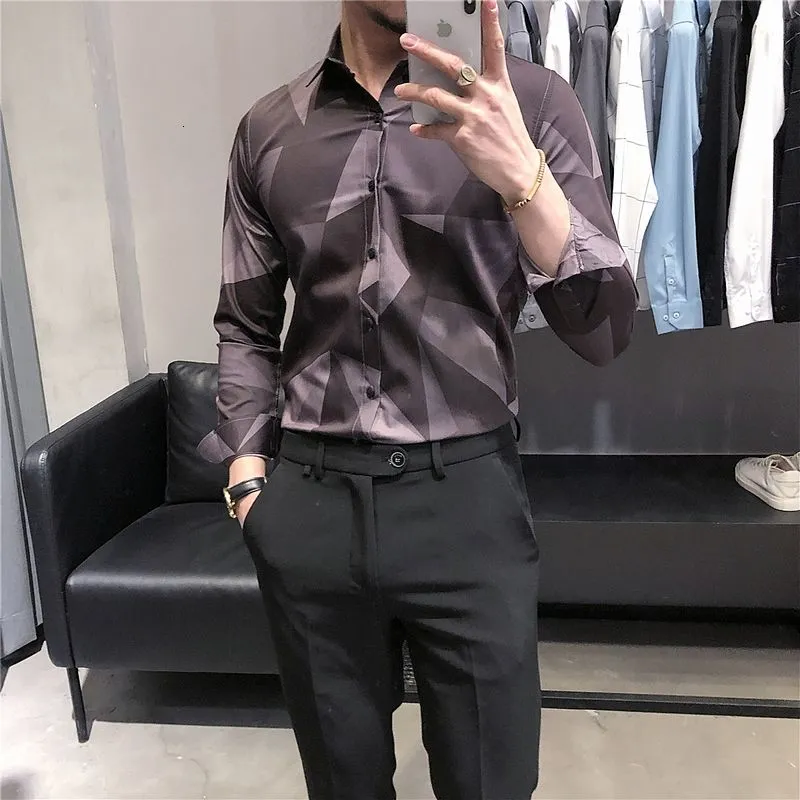 Two-Toned Abstract Geometric Patterned Shirts