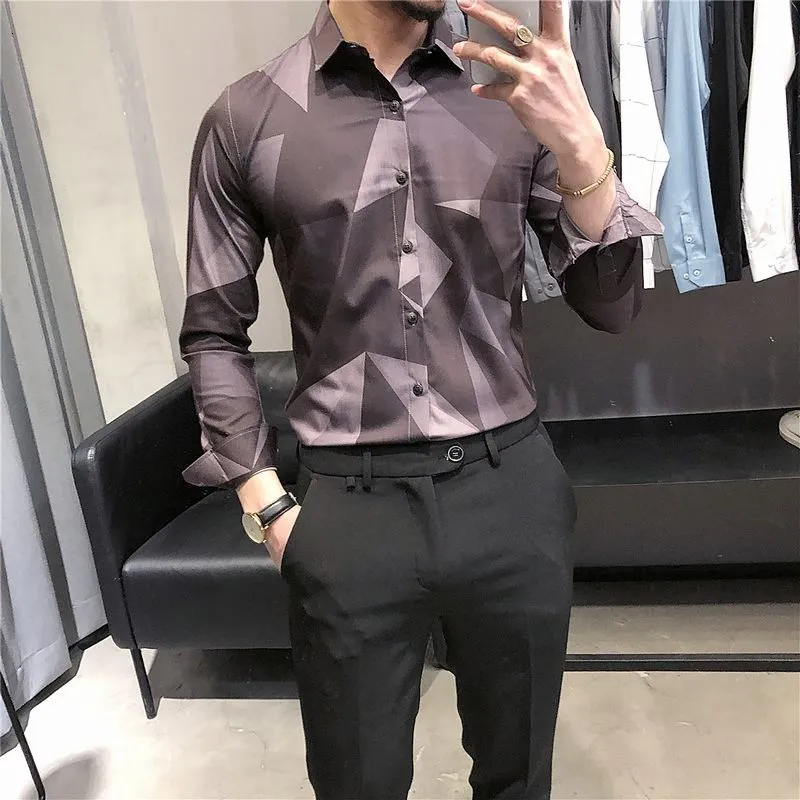 Two-Toned Abstract Geometric Patterned Shirts