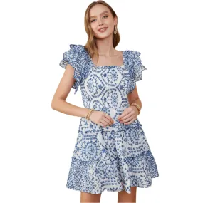 Women's Hayden Eyelet Embroidered Scalloped Ruffle Dress HY9319