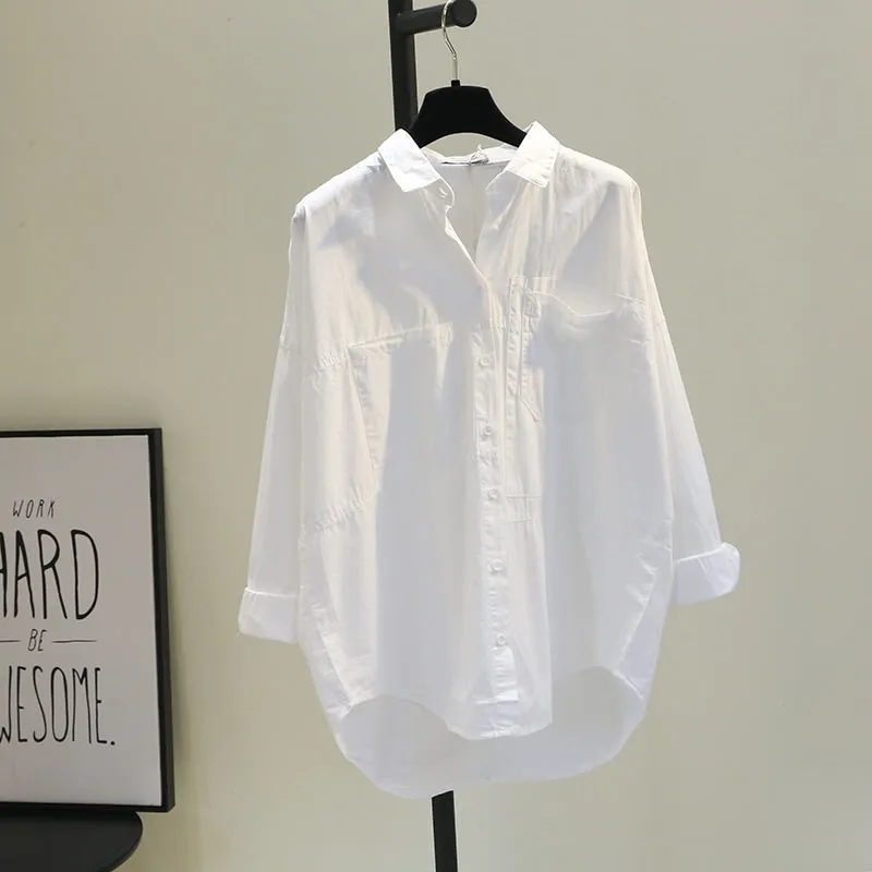 Women's Long Sleeve Solid Color Shirt 549328 XL