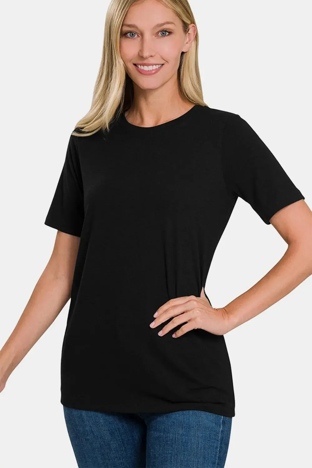 Women's T-shirt-Zenana - Full Size - Crew Neck - Short Sleeve